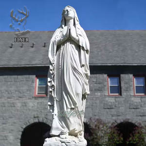 Al Aire Libre Iglesia Católica tamaño real al por mayor estatuas religiosas mármol blanco Virgen María estatua de piedra escultura para la venta - Product Image 1