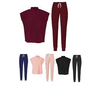 Unisex stand-yaka kolsuz ameliyathane elbise hemşire doktor fırçalayın üst Set güzellik Spa hastane kullanımı ayrı iş elbisesi - Product Image 3