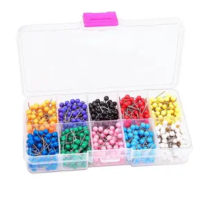 500Pcs Kaart Kopspijkers Markering Push Pin Sets 10 Kleuren Plastic Kralen Hoofd