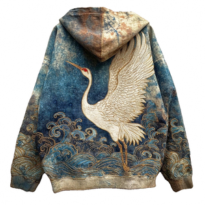 <span class=keywords><strong>Felpa</strong></span> con Cappuccio Personalizzata in Stile Boho per Donne, con Perline Ricamate, Lavaggio Acido, Cotone Consumato, Design Floreale 3D Applicato - Product Image 4