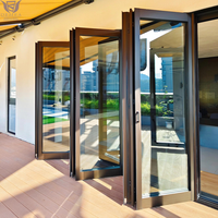 Porte pliante moderne en aluminium DEMEA pour salle de bain, en verre dépoli étanche, écran de confidentialité, gain de place intérieur, porte accordéon pour villa