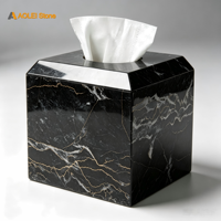 Boîte à mouchoirs en marbre noir Nero Marquina de luxe, surface rainurée, design moderne, distributeur de mouchoirs pour hôpital, hôtel, design graphique