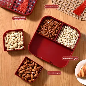 Wholesale Divided Red Charcuterie Snackle Box <b>Container</b> <b>Snack</b> <b>Containers</b> with Lid & Chinese Knot for Party Travel - Product Image 4