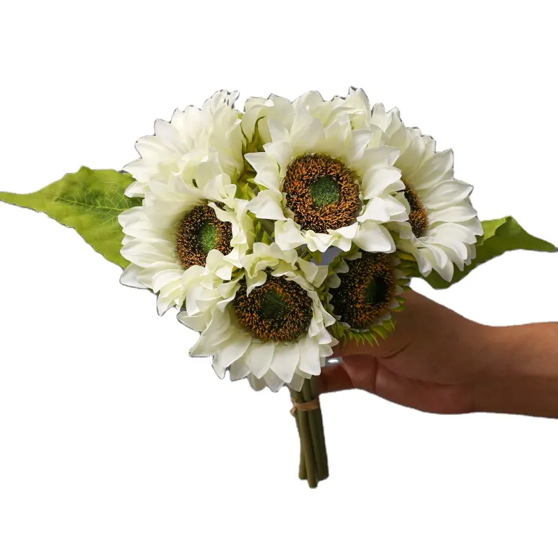 Nouveau type de fleurs artificielles 9 têtes bouquet de tournesols en soie pour accessoires de photographie