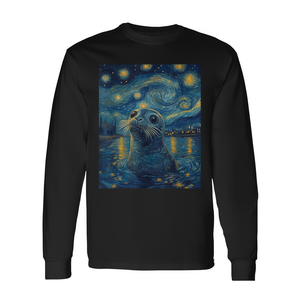 Camiseta de Manga Larga con Estampado Gráfico de la Noche Estrellada de Van Gogh, Cuello Redondo, Unisex para Adultos, Impresión Digital, Promocional - Product Image 2