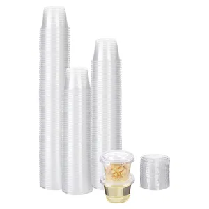 1 oz restaurant jetable petits contenants de sauce en plastique portion tasse avec couvercles