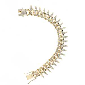 Collier de perles unisexe 12 mm à maillons barbelés, style hip-hop <span class=keywords><strong>rap</strong></span> cubain, avec diamants, pour l'Europe et les États-Unis, au design haut de gamme - Product Image 6