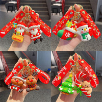 Décorations de Noël de luxe personnalisées en gros PVC mousqueton porte-clés impression UV cadeaux promotionnels dessin animé père noël design