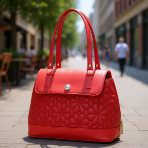 Bolso Bandolera Rojo Acolchado con Cierre de Solapa para Mujer Fana Aubrey M3759, Forro de Cuero Genuino, Decoración de Diamantes, Uso Diario - Product Image 2