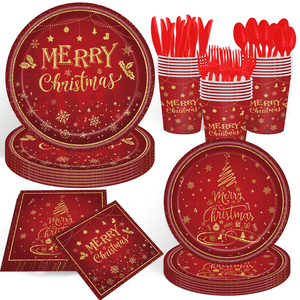 <b>Christmas</b> Decorations and Party Supplies Disposable <b>Paper</b> <b>Plates</b> Napkins for Xmas Holiday Serves 20 Guests Factory Wholesale - Product Image 3