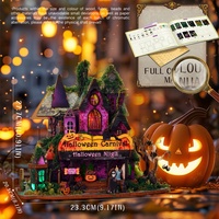IIECREATE Maisons de poupées Nuit d'Halloween Kit de maison miniature DIY Puzzle en bois 3D pour adultes