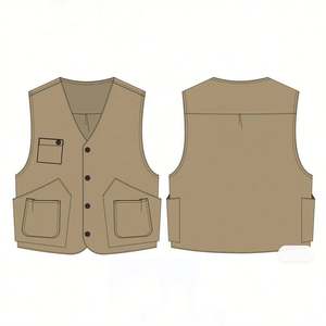 ชุดเสื้อกั๊กคาร์โก้และกางเกงคาร์โก้หลายกระเป๋ามีซิปแบรนด์แฟชั่นสไตล์สตรีท - Product Image 2