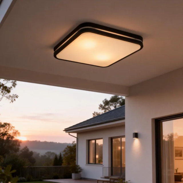 Landscape Die-cast Aluminum square Shape Pc Shade 2*E27 15W Outdoor Balcony Lights Ceiling