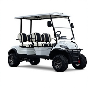 Voiturette de golf abordable 4 places avec sièges rayés noir et blanc / Voiturette de golf électrique 6 places rayée noir et blanc - Product Image 1