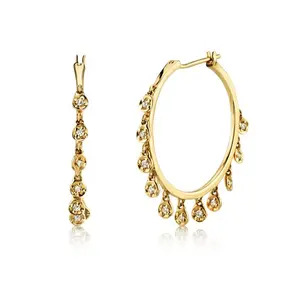 18k gold disc diamond silver large hoop diamond earrings for women and girls
