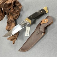 Couteau Bowie d'extérieur en laiton et bois OEM, couteau de bushcraft abordable avec étui en cuir, polissage miroir, acier M390, couteau de chasse