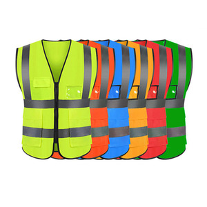 سترة أمان عاكسة متعددة الجيوب بسحاب أمامي، شبكة تنفس عالية الوضوح للعمال والمقاولين - Product Image 4