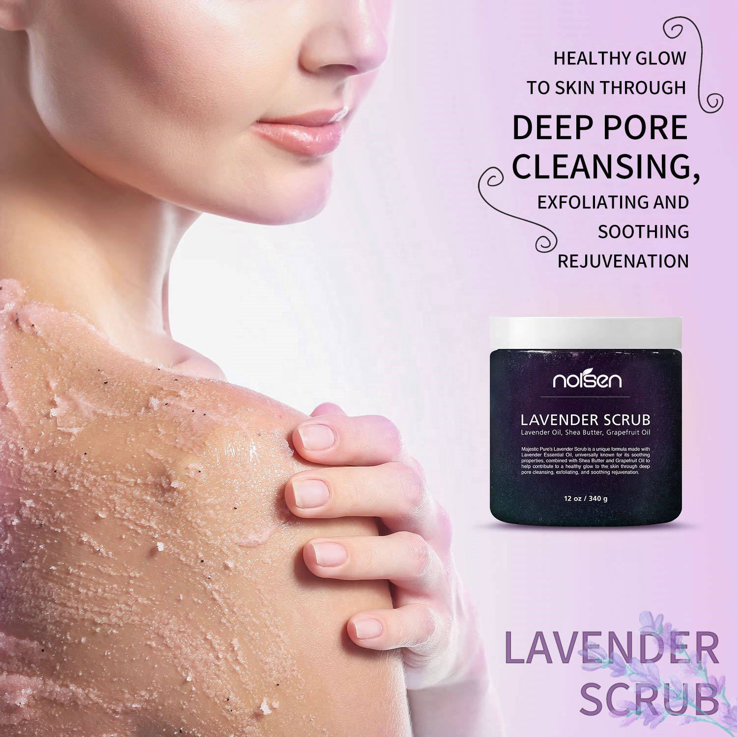 Private Label Natural organic Exfoliating Dead Sea Salt Nourishing Lavender body scrub whitening bath wash wholesale