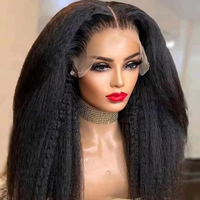 Yaki Wig lurus keriting ikal Afro 13x4 Wig lurus keriting mentah renda rambut manusia depan HD rambut manusia Wig lurus keriting tanpa lem