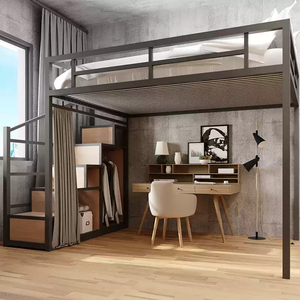 Letto <span class=keywords><strong>a</strong></span> <span class=keywords><strong>Soppalco</strong></span> Moderno con Design di Scale in Legno, Adatto per Letto Singolo, Matrimoniale o Queen Size, Ideale per Adulti - Product Image 4