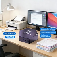 Mini PC Host 32GB+1TB Office Software Support Printer Compatible Dual Display for Home Light Office & Student Homework Print