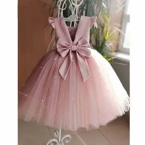 duoyingbao Sommer Mädchenkleidung lila Blume Tütü langes Hochzeitskleid Mädchen puffiges Geburtstagskleid Kinderkleidungsstück Babykleid