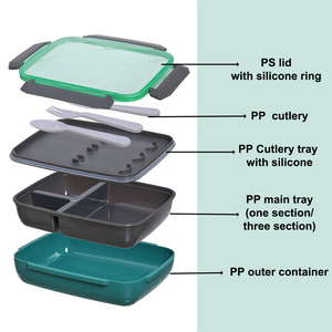 Được Thiết Kế Nắp Với Vòng <span class=keywords><strong>Silicon</strong></span> Và Nhựa Độc Đáo Hộp Ăn Trưa Bpa Miễn Phí PP Bằng Lò Vi Ba Leakproof Cho Các Trường Học Trẻ Em - Product Image 2