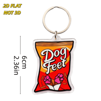 Pendentif acrylique amusant en forme de paquet de chips factices avec pattes roses, idéal pour clés, sacs, sacs à dos, cadeau pour les amoureux des chiens et les fans de mèmes