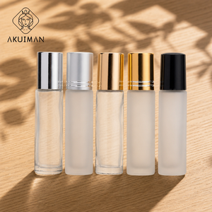 Vente en gros de flacons à bille pour huiles essentielles de luxe, 10 ml, transparents givrés, avec bille en acier inoxydable, flacon de parfum en verre - Product Image 1