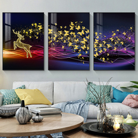 Peinture sur toile abstraite Arbre à argent pour décoration d'entrée, affiche moderne, peinture sur porcelaine cristalline imprimée, vente en gros