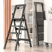 Direct de l'usine Design moderne Échelle pliante en acier au carbone à 3 étapes Portable pliable pour l'appartement à la maison pour l'utilisation de la salle de sport d'escalier