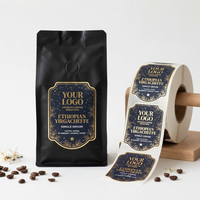 Autocollants personnalisés en vinyle découpé à la forme, imperméables, pour logo de marque de café, pour verre de grains de café, avec logo privé