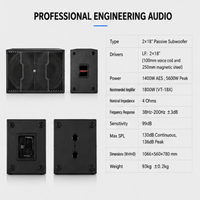 Enceintes Line Array passives en métal LS LS-218+ à double haut-parleur de 18 pouces, 1400W RMS, 5600W de crête, 38Hz-200Hz, 4,0 Ohm, audio professionnel