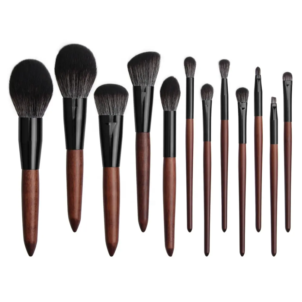 MAANGE 12pcs Top Rated High-quality Sandalwood brush Factory Direct Price Concealer Foundation Eye blender Lip Make-up brush