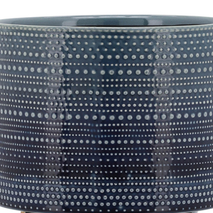 Vaso cilindrico in gres punteggiato con supporto in bambù per piante da interno ed esterno, vaso decorativo per fiori - Product Image 6