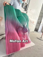 Impressionnante œuvre d'art géométrique personnalisée en 3D représentant un visage humain, art mural en bois ondulé paramétrique de luxe, design d'intérieur, décoration de la maison