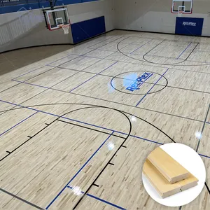China Fiba genehmigt Hartholz Ahorn Sport boden Indoor Basketball platz Bodenbelag Indoor Holzboden für Basketball platz