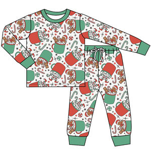 Vente en gros de pyjamas deux pièces pour enfants ensembles de vêtements de Noël vêtements de nuit de haute qualité pour tout-petits bébés filles modèle personnalisé - Product Image 3