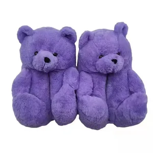 Moda orsacchiotto peluche scarpe da interno morbido massaggio e impermeabile natale per ciabatte per adulti stagioni invernali e primaverili - Product Image 4