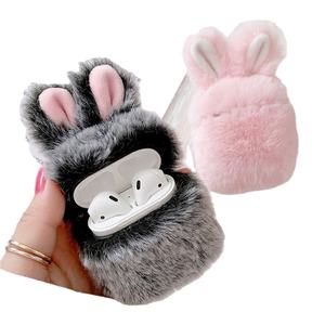 Funda de Lujo para <span class=keywords><strong>AirPods</strong></span> Pro 1 <span class=keywords><strong>2</strong></span>, con <span class=keywords><strong>Carga</strong></span> Inalámbrica, Diseño de Conejito, con Mosquetón, Funda de Peluche Suave con Orejas de Conejo - Product Image 6