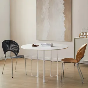 Lüks yemek odası mobilyası şeffaf yuvarlak akrilik küçük yemek masası İskandinav Minimalist kaya levha yemek masası seti