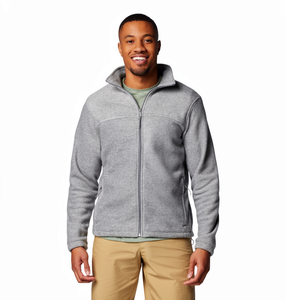 Men's Casual Full Zip Soft Polar <b>Fleece</b> <b>Jacket</b> <b>with</b> Embroidered Letter Pattern Breathable Winter Outdoor Coat for Big Tall Sizes - Product Image 1