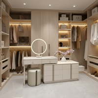 Coiffeuse en MDF pour hôtel et usage domestique avec miroir sur pied, tiroirs de rangement et tabouret assorti, personnalisable en usine