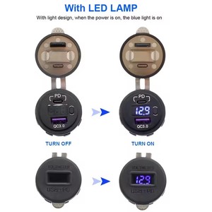 고속 충전 12V 24V PD QC3.0 USB 아울렛 퀵 차지 3.0 듀얼 USB 차량용 충전기 소켓 볼트미터 포함 보트 RV용 - Product Image 4