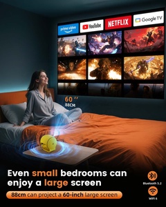 Mini projecteur vidéo intelligent portable 720P <span class=keywords><strong>Android</strong></span> 14 WiFi BT 5G avec autofocus, prise en charge 3D et 8K, projecteur de films avec support réglable - Product Image 2