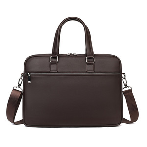 Sac à ordinateur portable en cuir grande capacité, mallette d'affaires portable avec fermeture éclair, sacoche d'épaule simple pour homme 14 pouces - Product Image 6