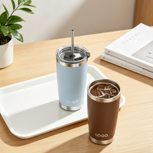Tasses à café portables Hong Ling 20oz, réutilisables, <span class=keywords><strong>en</strong></span> acier inoxydable, isothermes sous vide, avec paille et brosse de nettoyage - Product Image 1