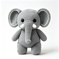 Peluche d'éléphant tricotée en forme de dessin animé, douce et mignonne, vente en gros, jouet en peluche personnalisé pour enfants, personnalisation