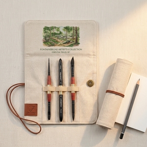 Lot de 3 pinceaux de voyage à double embout en poils synthétiques de qualité supérieure, type écureuil, pour aquarelle, avec tête détachable et logo personnalisé - Product Image 1