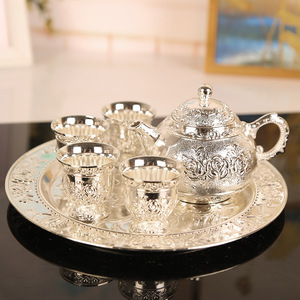 Service à thé en métal Pot de style moyen-orient Théière Thermos Tasse Stuff Jug Café Thé Dîner Service Teaglass <span class=keywords><strong>Cawa</strong></span> - Product Image 5